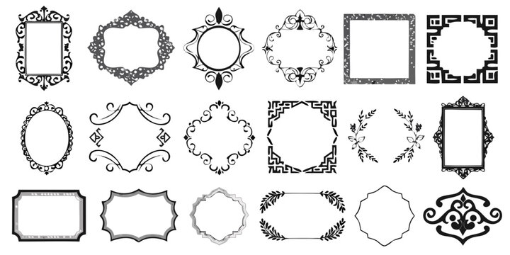 Collection of ornate vintage frames and borders for graphic design applications