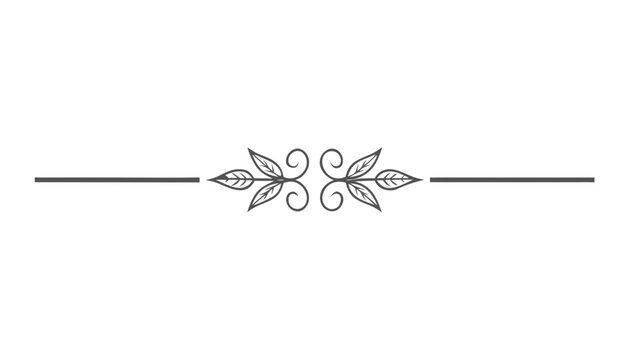 Ornate floral divider with swirling leaves and subtle shadow on white background