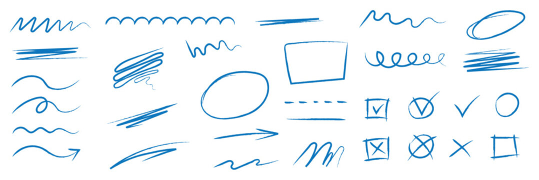Hand drawn line crayon chalk paint brush texture underline marker strokes on paper with soft highlight effects, bold arrow marks , hand drawn shape accents, marker and highlight energy. 