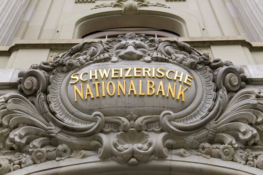 Schweizerische Nationalbank Swiss National Bank corporate sign on a facade in Bern Switzerland