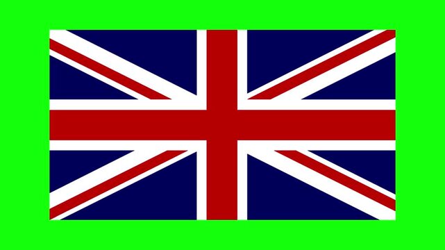 Official United Kingdom UK Flag Zooming Out and Centered on Green Screen Background for Global Projects