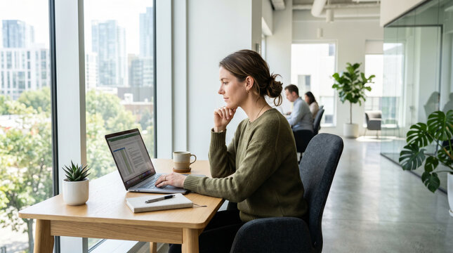 businesswoman talking on phone using laptop lady manager
