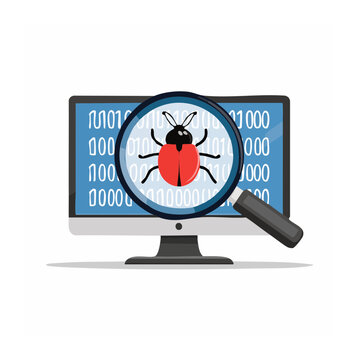 Computer Bug Under Magnifying Glass