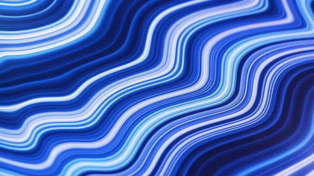 Abstract blue flowing wave patterns with luminous streaks and smooth layered motion