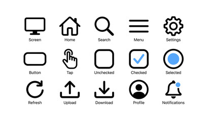 Fototapeta premium Set of common user interface icons for navigation and controls