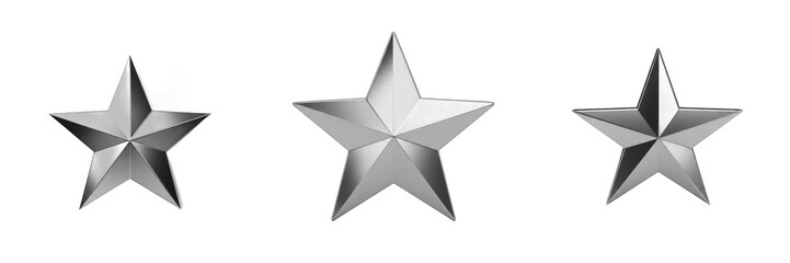Obraz premium Isolated Silver Star 3D Render Transparent Background Metallic Trophy Icon Award Success Achievement Victory Rating Premium Quality Corporate Symbol High Resolution Commercial Microstock Clip Art Desi