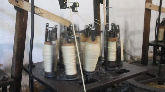 Braiding machines in Open Air Ethnographic Museum Etar. Bulgaria