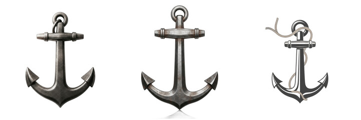Isolated Metal Anchor Nautical Symbol 3D Render Transparent Background Maritime Sea Sailing Equipment Boat Safety Marine Navigation Graphic High Resolution Commercial Microstock Clip Art Design Asset  © Laminey