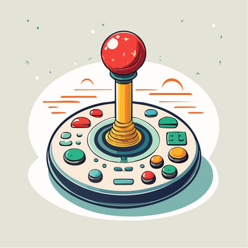 Retro Arcade Joystick and Buttons Illustration