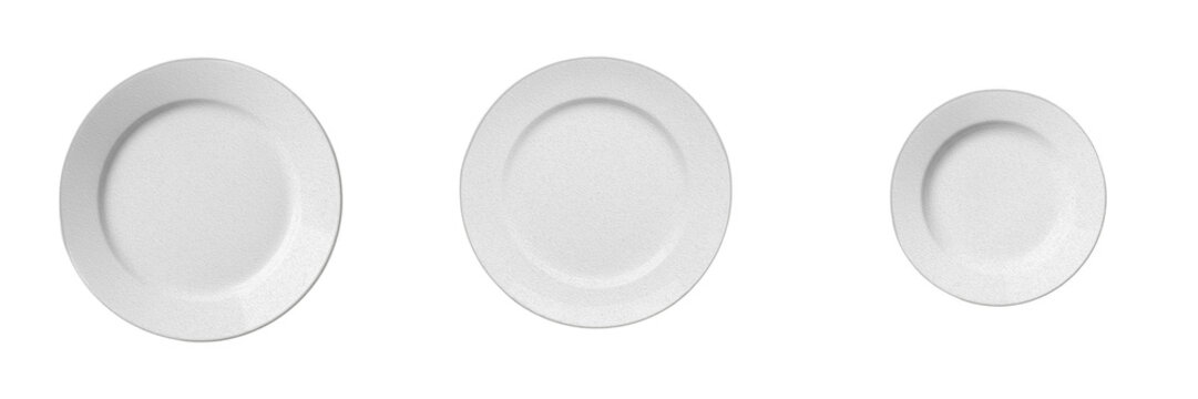 Empty Round White Ceramic Dinner Plate Isolated PNG Asset, Blank Porcelain Tableware Dish Platter Mockup for Restaurant Menu Presentations Culinary Catering Dining Set Designs and Gastronomy