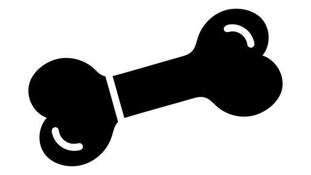 A black silhouette icon of a dog chew bone toy, designed for pets to gnaw on and play with. This vector illustration rep
