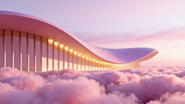 Futuristic building above clouds