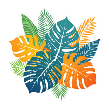 Tropical Leaves Flat Vector Illustration