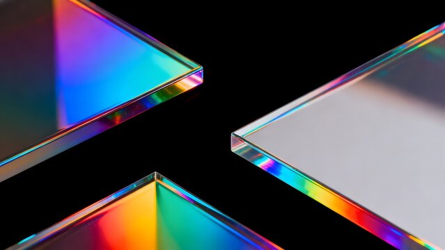 Colorful glass prisms refracting light