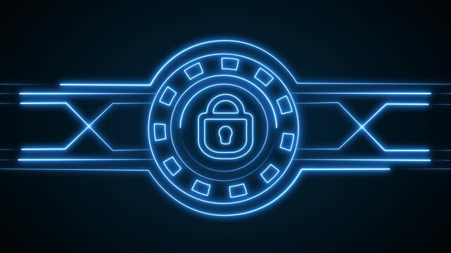 Security padlock symbol signifies modern user privacy solutions. Digital encryption sign safeguards database access keys. Motion graphics security padlock design.