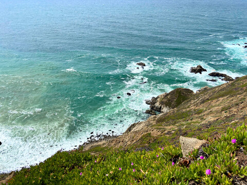 The rugged coastline of Point Reyes National Seashore at Sea Lion overlooking trail in California