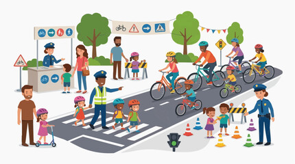 Fototapeta premium Community Road Safety Awareness Event Promoting Responsible Traffic Behavior