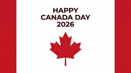 Fototapeta premium Red maple leaf on white background celebrating happy Canada day 2026