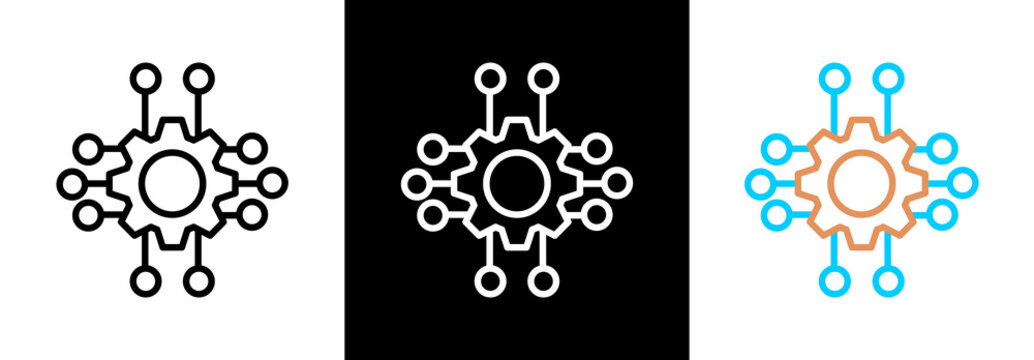 Microservice on white and black background