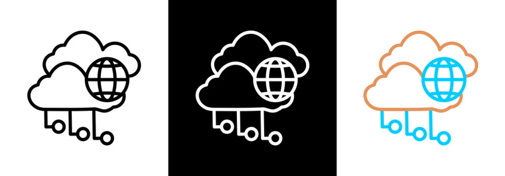 Hybrid Cloud on white and black background