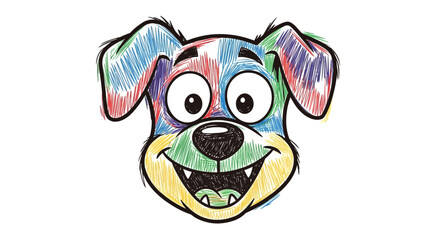 Colorful Hand Drawn Scribble Sketch of a Happy Puppy Dog Face © Sangu
