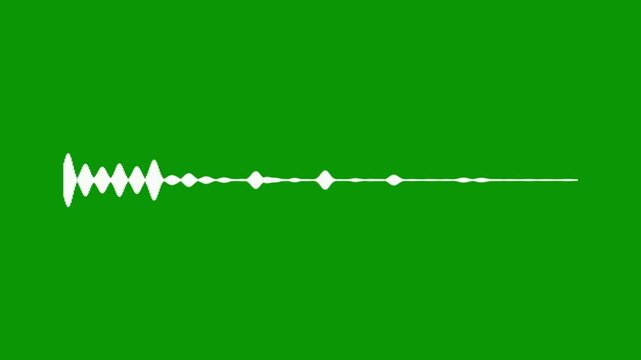 White flat sound line, audio frequency spectrum, green screen 4k video, music visualizer animation, digital voice equalizer, rhythmic beat movement, abstract sound analysis video.