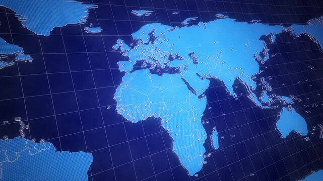 3d render Highly detailed revolving futuristic world map looped