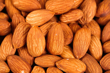 Fototapeta premium Raw Almonds Close-up - Natural Nuts Food Photography