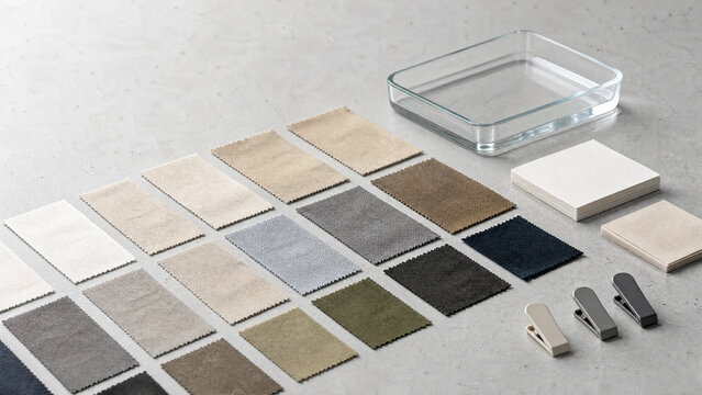 Textile colorfastness swatch test with blank cards