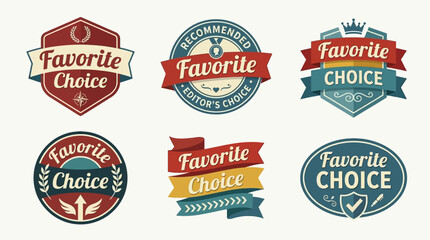 Obraz premium Collection of Six Decorative Favorite Choice Badges and Seals