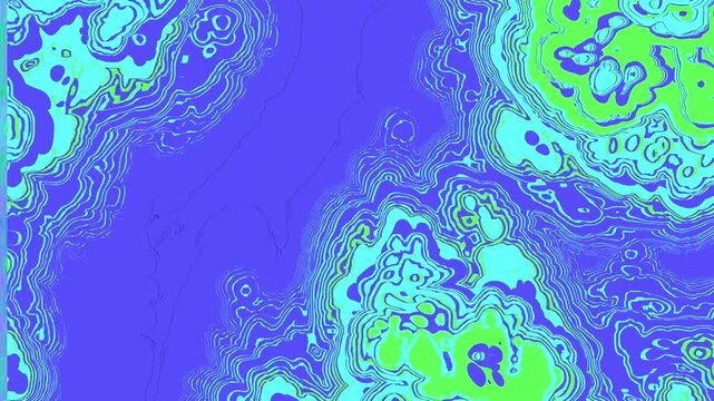 Abstract psychedelic liquid topographic map background in purple and green
