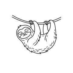 Obraz premium Sloth Hanging From Tree Branch.