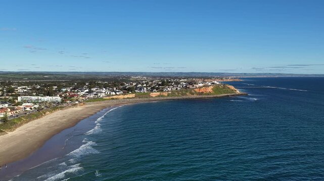 Christies Beach and O'Sullivan Beach, Adelaide, South Australia &ndash; 4K aerial drone footage of sandy coastline, coastal suburbs, waterfront house, cliffs, marina, boat ramp and seaside landscapes