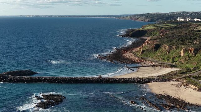 Christies Beach and O'Sullivan Beach, Adelaide, South Australia &ndash; 4K aerial drone footage of sandy coastline, coastal suburbs, waterfront house, cliffs, marina, boat ramp and seaside landscapes