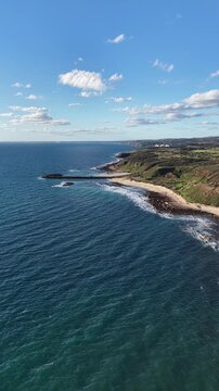 O'Sullivan Beach and Christies Beach, Adelaide, South Australia &ndash; 4K vertical aerial drone footage of sandy coastline, coastal suburbs, waterfront house, beaches, cliffs, marina, boat ramp