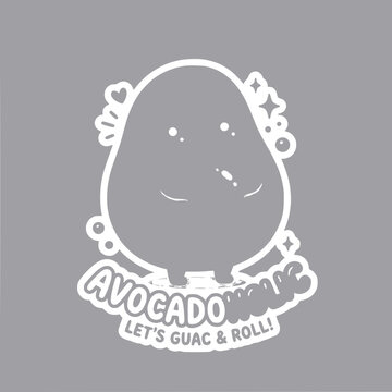 Cute Avocado Character "Let's Guac & Roll" Funny Food Sticker Design