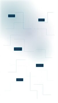 Geometric blue lines and rectangular UI elements on a clean surface, suitable for corporate technology.
