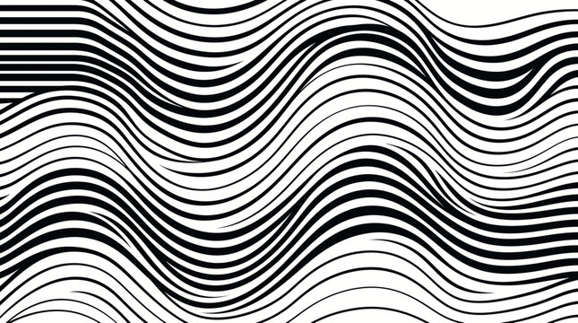 Abstract wavy parallel lines creating a monochrome optical pattern