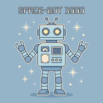 Retro space bot 3000 with star accents