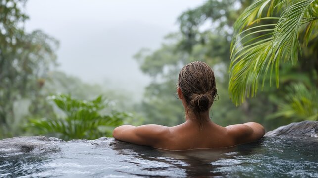 Mindful Relaxation in Lush Jungle Spa | Wellness and Travel Concept