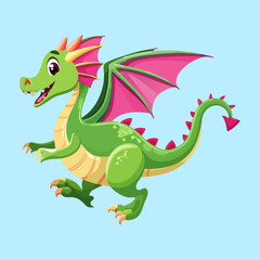 Fototapeta premium an exquisite premium quality artwork depicting adorable baby green dragon standing on sweet pasture excellent for custom fashion textile printing greeting cards