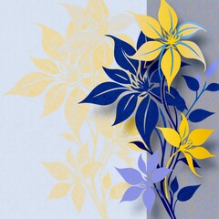 Fototapeta premium AI-generated stylized floral illustration of fantasy flowers in blue and yellow