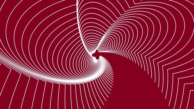 White geometric lines forming a rotating heart shape in this seamless digital motion video animation loop