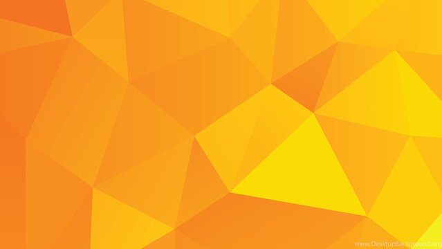 Abstract Low Poly Geometric Background with Orange and Yellow Triangles