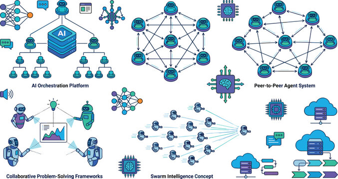 Artificial Intelligence Multi Agent Systems Collection with AI Orchestration Platform, Swarm Intelligence, Collaborative Networks, and Automation Architecture