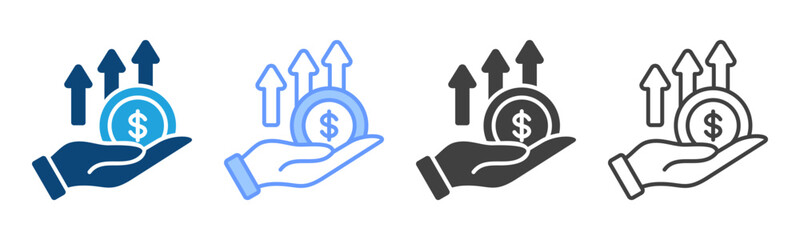 Naklejka premium Salary Hike Multi Style Icon Set Vector Collection 