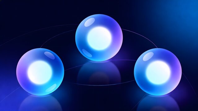 Three glowing blue spheres connected