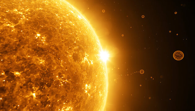 Conceptual Illustration of Polycyclic Aromatic Hydrocarbon Formation and Ring Spheres in a Glowing Cosmic Nebula