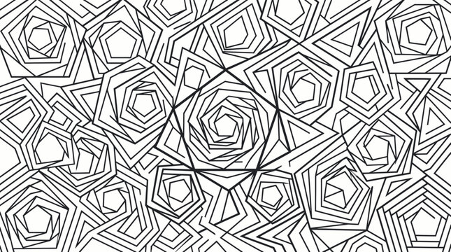 Abstract geometric pattern of overlapping linear pentagons