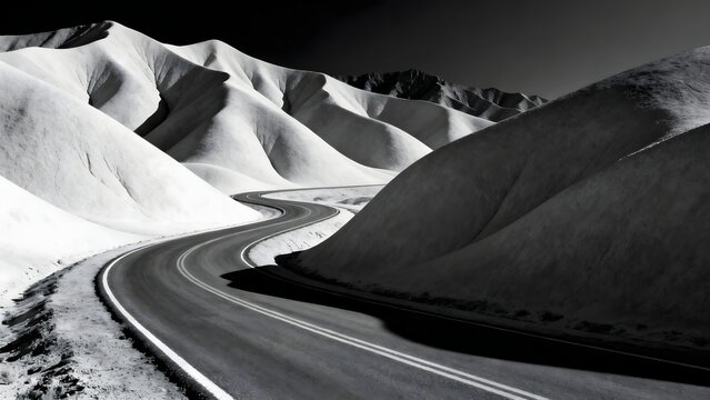 Winding road through rolling hills